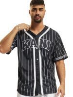 KARL KANI SERIF PINSTRIPE BASEBALL SHIRT BLACK/WHITE KM221-115-1