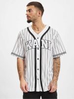 KARL KANI SERIF PINSTRIPE BASEBALL SHIRT WHITE/BLACK WHITE KM221-115-2