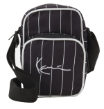 KARL KANI SIGNATURE PINSTRIPE MESSENGER BAG UNISEX BLACK