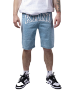 KARL KANI SERIF DENIM SHORTS BLEACHED BLUE