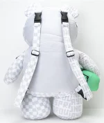 SPRAYGROUND SPLIT MEAN & CLEAN (THE CHECK) BEAR BACKPACK WHITE/LIGHT GREY B4079 - Image 3