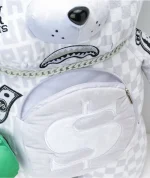 SPRAYGROUND SPLIT MEAN & CLEAN (THE CHECK) BEAR BACKPACK WHITE/LIGHT GREY B4079 - Image 5