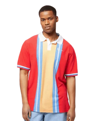 KARL KANI CHEST SIGNATURE STRIPE POLO TEE RED/YELLOW/BLUE