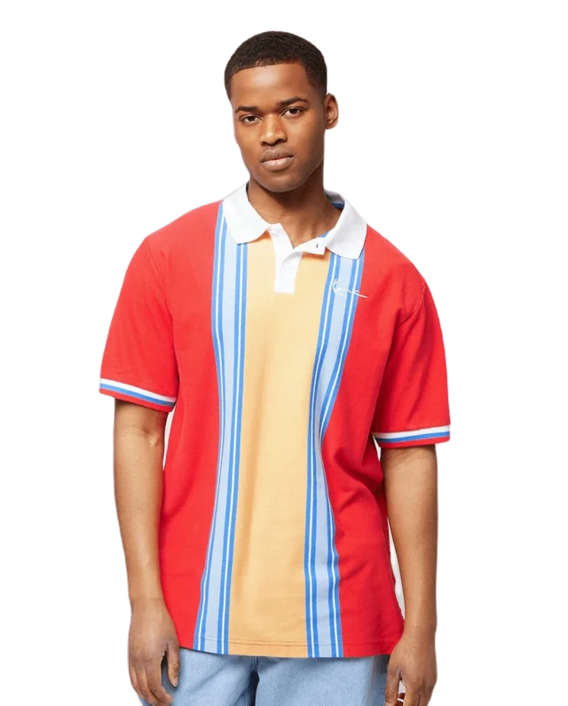 KARL KANI CHEST SIGNATURE STRIPE POLO TEE RED/YELLOW/BLUE