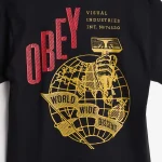 OBEY HAMMER GLOBE CLASSIC T-SHIRT BLACK - Image 4