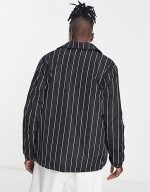 KARL KANI RETRO PATCH PINSTRIPE COACH JACKET BLACK - Image 4