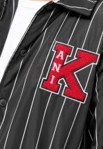 KARL KANI RETRO PATCH PINSTRIPE COACH JACKET BLACK - Image 3
