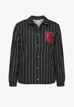 KARL KANI RETRO PATCH PINSTRIPE COACH JACKET BLACK - Image 2