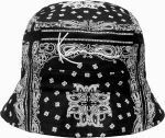 KARL KANI SIGNATURE PAISLEY REVERSIBLE BUCKET HAT BLACK/WHITE KA223-026-1