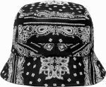 KARL KANI SIGNATURE PAISLEY REVERSIBLE BUCKET HAT BLACK/WHITE KA223-026-1 - Image 2