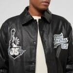 FUBU VARSITY LEATHER JACKET BLACK FM224-043-1 - Image 3