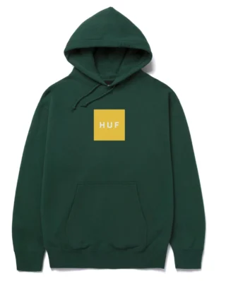HUF ESSENTIALS BOX LOGO PULLOVER HOODIE FOREST GREEN