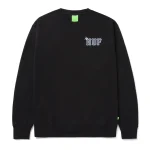 HUF SIDELINE CREWNECK SWEATSHIRT BLACK