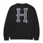 HUF SIDELINE CREWNECK SWEATSHIRT BLACK - Image 2