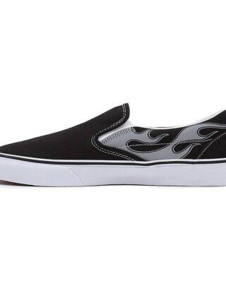 VANS UA CLASSIC REFLECTIVE FLAME SLIP-ON SHOES BLACK VN0A7Q5DBM81