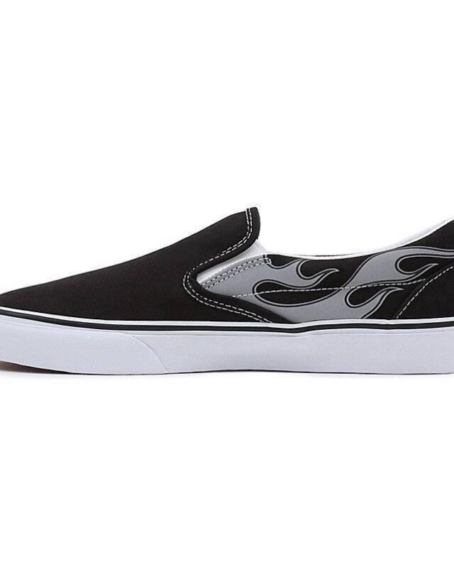 VANS UA CLASSIC REFLECTIVE FLAME SLIP-ON SHOES BLACK VN0A7Q5DBM81