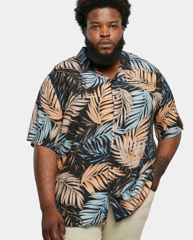 URBAN CLASSICS VISCOSE AOP RESORT SHIRT TB4150 PALMFRONT