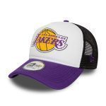 NEW ERA LA LAKERS TEAM COLOR BLOCK WHITE A-FRAME TRUCKER CAP WHITE 60358072