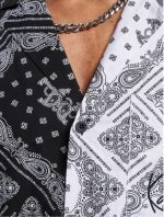KARL KANI CHEST SIGNATURE PAISLEY BLOCK RESORT SHIRT BLACK KM232-035-2 - Image 4