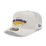 NEW ERA LA LAKERS LOGO OVERLAY WHITE A-FRAME TRUCKER CAP WHITE 60358137