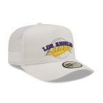 NEW ERA LA LAKERS LOGO OVERLAY WHITE A-FRAME TRUCKER CAP WHITE 60358137 - Image 4