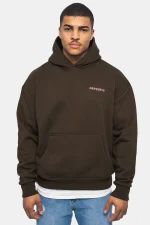 DROPSIZE HEAVY OVERSIZE CIRCLE HOODIE CHOCOLATE BROWN