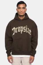 DROPSIZE HEAVY OVERSIZE V2 PUFFER PRINT HOODIE CHOCOLATE BROWN