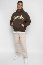 DROPSIZE HEAVY OVERSIZE V2 PUFFER PRINT HOODIE CHOCOLATE BROWN - Image 2