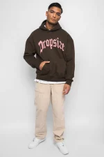 HEAVY OVERSIZE PUFFER PRINT HOODIE CHOCOLATE BROWN HOODIE - Image 3
