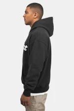 DROPSIZE HEAVY OVERSIZE FROTTEE EMBO HOODIE WASHED BLACK - Image 3