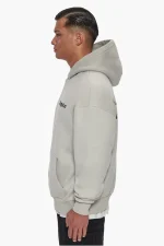 DROPSIZE HEAVY OVERSIZE PUFFER LOGO BACKPRINT HOODIE QUITE GREY - Image 5