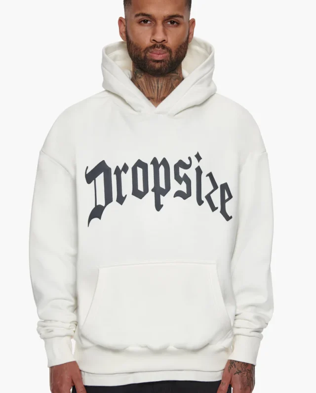 DROPSIZE HEAVY FRONTLOGO HOODIE CREAM/GREY
