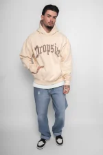 DROPSIZE HEAVY OVERSIZE PUFFER PRINT HOODIE NAVAJO BEIGE - Image 3
