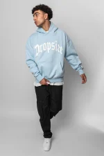 DROPSIZE HEAVY OVERSIZE PUFFER PRINT HOODIE BABY BLUE - Image 3