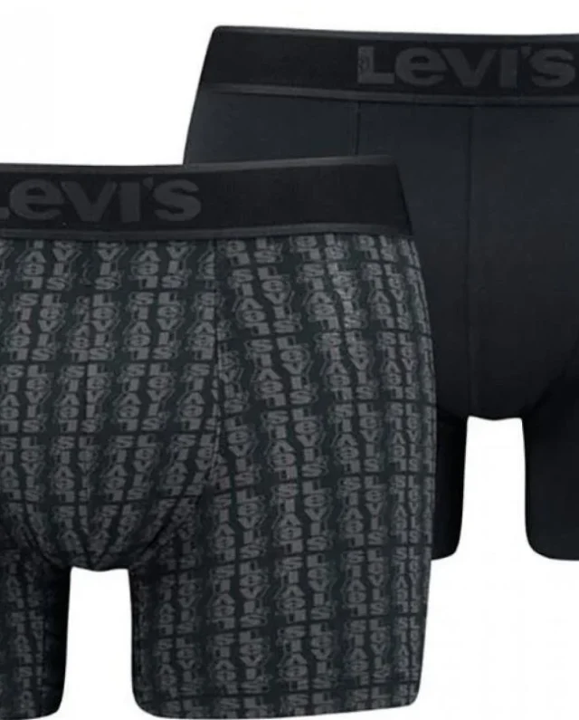 LEVIS MEN HOLOGRAM LOGO AOP BOXER BRIEF 2-PACK BLACK COMBO 37149-0890 - LEVI'S