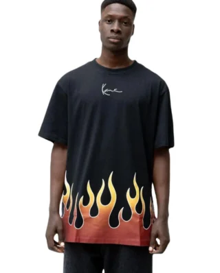 KARL KANI SMALL SIGNATURE FLAME TEE BLACK KM233-002-1