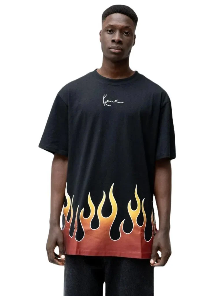 KARL KANI SMALL SIGNATURE FLAME TEE BLACK KM233-002-1