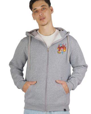 AMERICAN SOCKS ASG103 GUARDIAN’S GATE ZIP HOODIE HEATHER GREY - American Socks