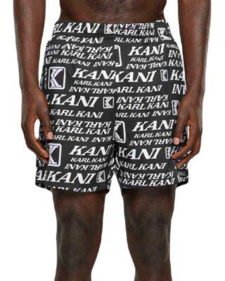 KARL KANI RETRO EMBRO SWIM SHORTS BLACK/WHITE KM241-055-1 - KARL KANI