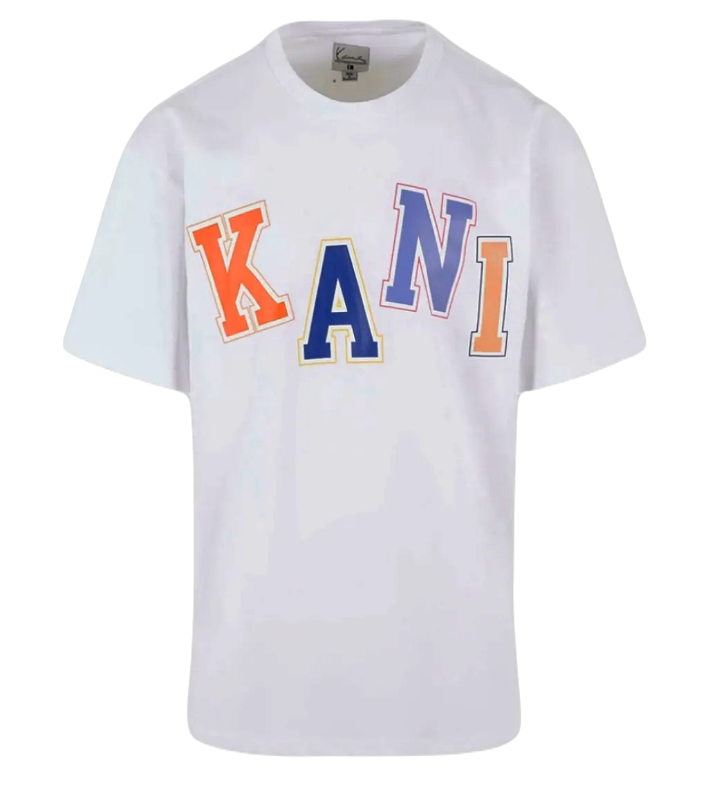 Karl-Kani-Woven-Signature-Multicolor-Tee-White1 Karl Kani Woven Signature Multicolor Logo White Km241-057-1 - Image 1