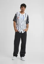 Karl Kani Serif Striped Block Baseball Shirt White/black Km241-040-1 - Image 6