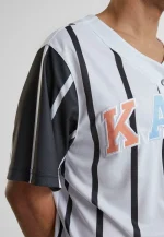Karl Kani Serif Striped Block Baseball Shirt White/black Km241-040-1 - Image 4