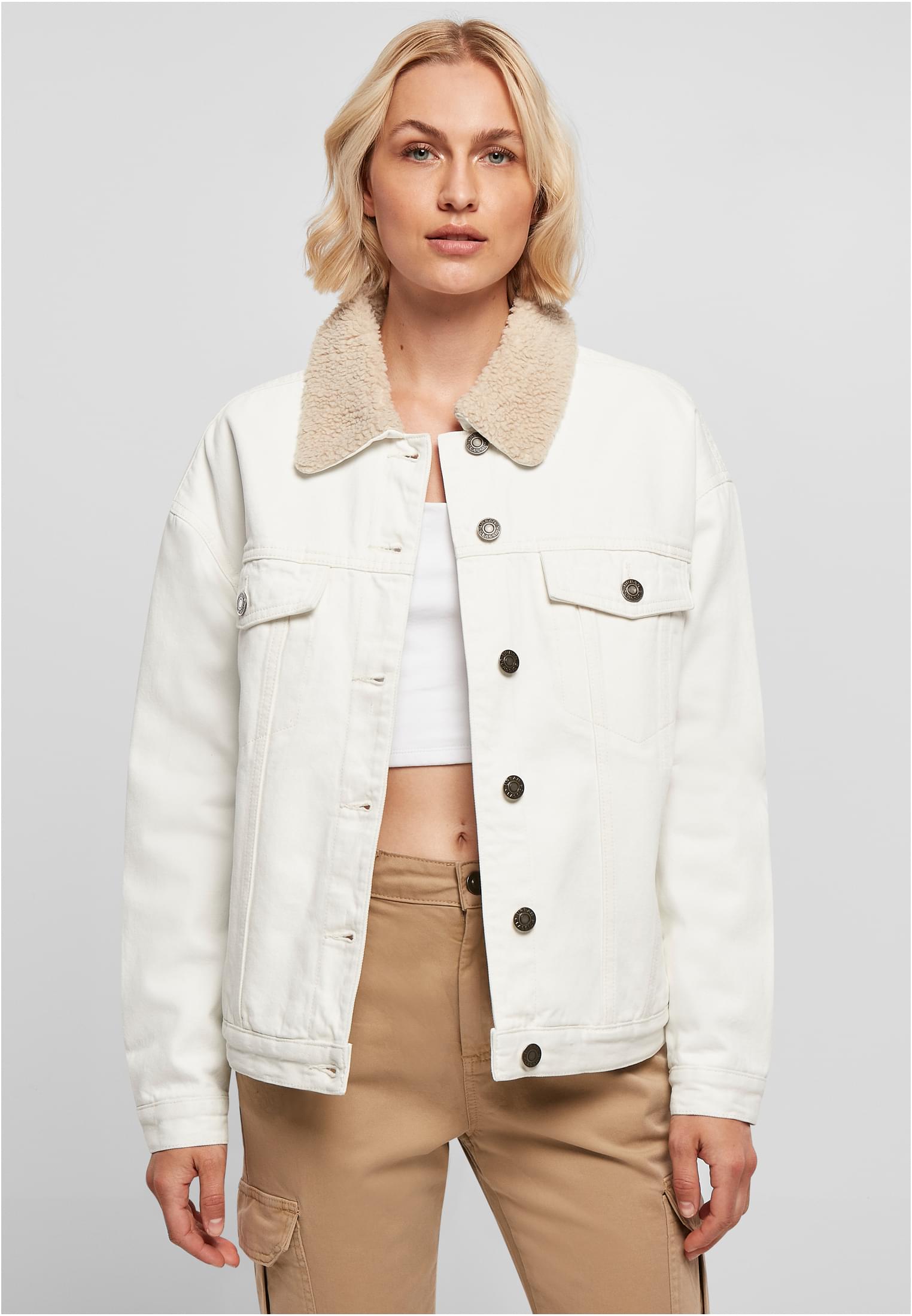 UrbanClassics Ladies Oversized Sherpa Denim Jacket
