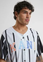Karl Kani Serif Striped Block Baseball Shirt White/black Km241-040-1 - Image 2