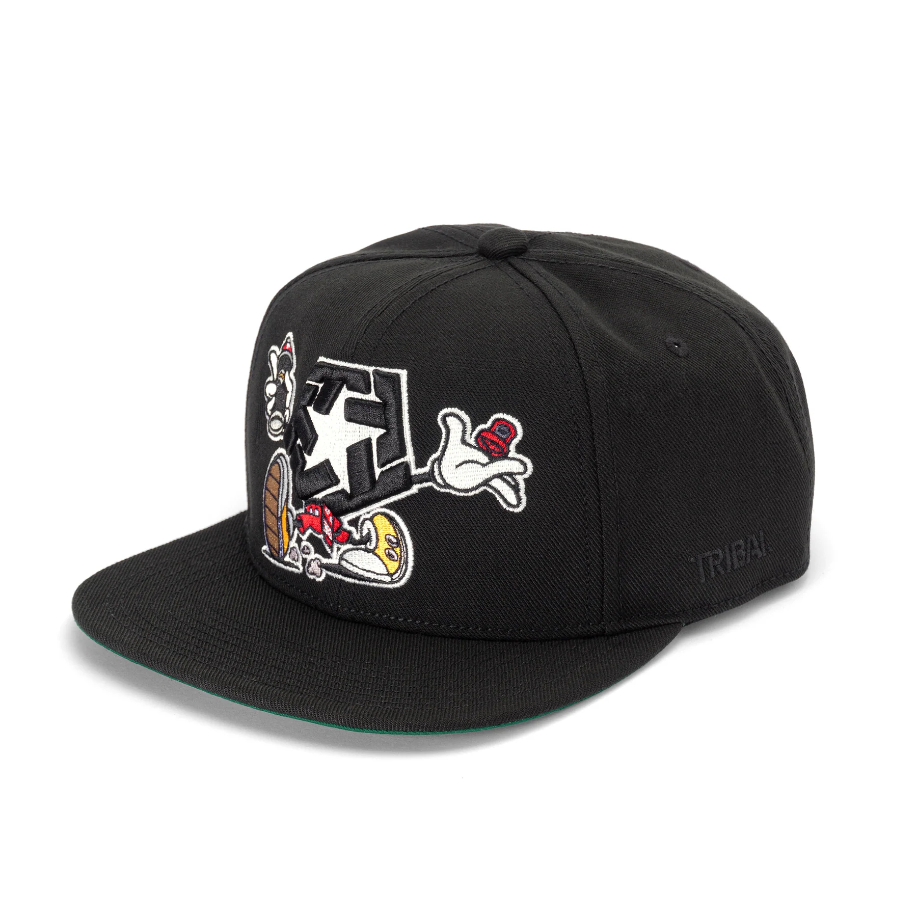 TR9518-Black-01 Tribal Cartoon Snapback Black TR9518-005 - Image 1