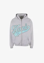 Karl Kani Zip-up sweatshirt Grey Melange-Light Blue KM243-018-2 - Image 5