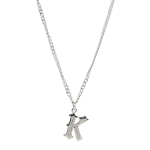 Karl Kani K Rhinestone Pendant Cuban Link Chain Silver KA244-020-1
