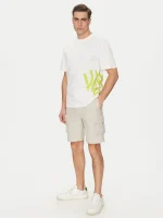 KARL KANI RETRO WASHED CARGO SHORTS OFF-WHITE BEIGE KM251-037-1 - Image 5