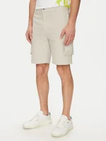 KARL KANI RETRO WASHED CARGO SHORTS OFF-WHITE BEIGE KM251-037-1