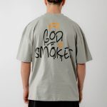 Bee Unusual " God smokes " Oversized T-shirt Neutral Grey - Image 2